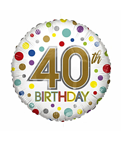 Balon na 40 urodziny ze złotą liczbą