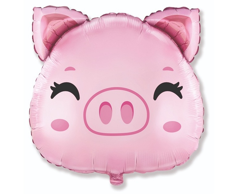 Balon w kształcie głowy uśmiechniętej świni