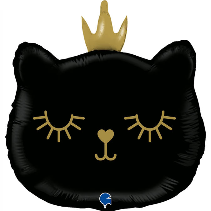 Balon czarny kot w koronie dla miłośnika zwierząt
