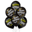Balony na urodziny eleganckie czarno biało żółte z napisem Happy Birthday to you
