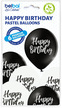 Balony czarne i białe z napisem urodzinowym