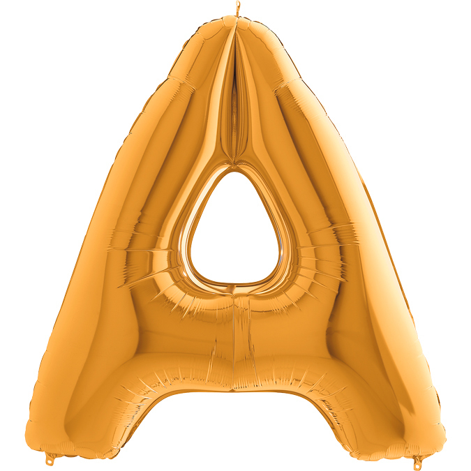 Ka01 - Balon złoty w kształcie litery A - na hel lub powietrze.101 cm.